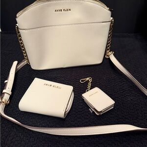Anne Klein Elegant Cream Crossbody Bag Trio